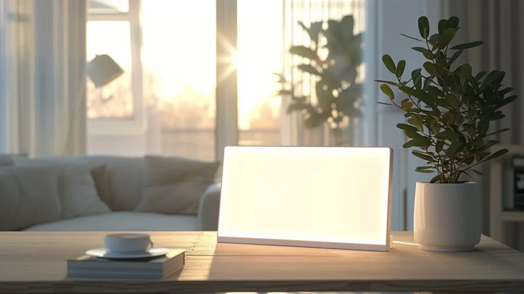 Lampe de luminothérapie sur une table