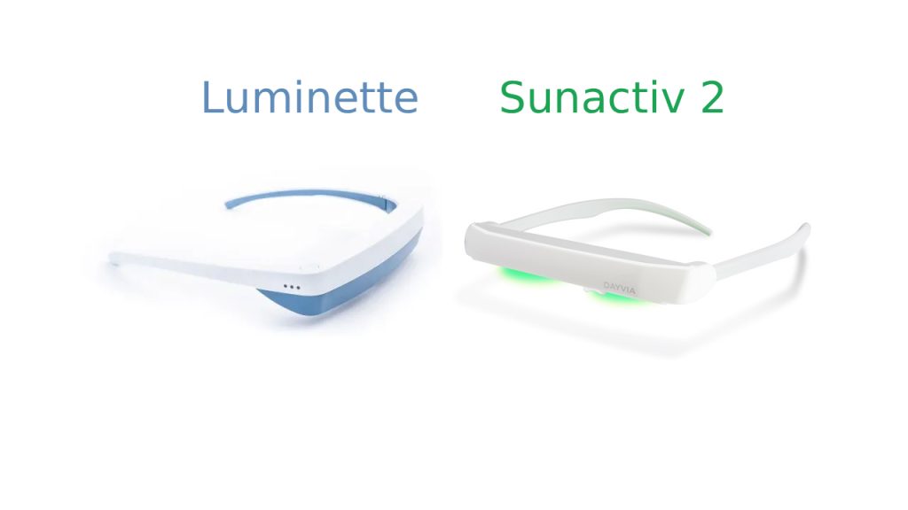Luminette 3 ou Dayvia Sunactiv 2 : poids, lumière, port sur lunettes de vue, prix et garantie. Notre verdict, code LALUMINO15 (-15 %).